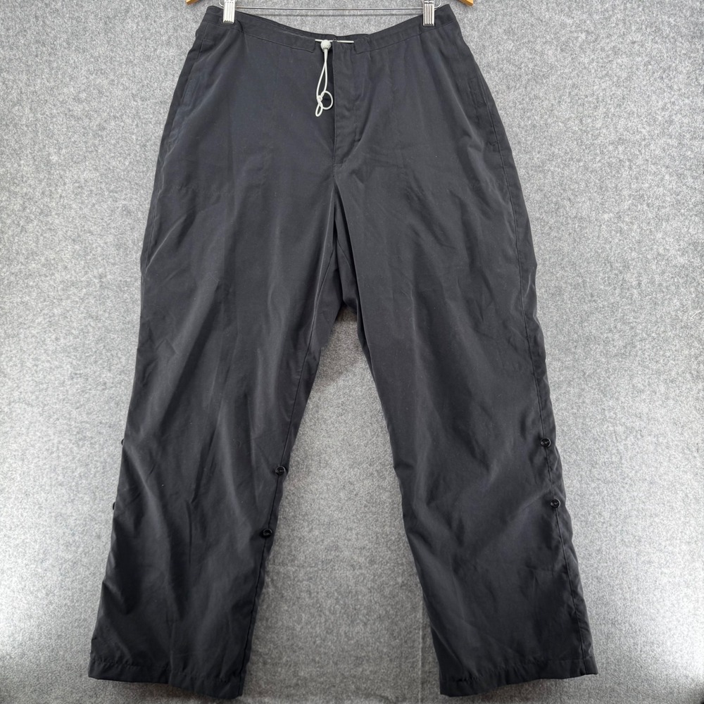 Y2K Nike Rain Pants Mens L Black Mesh Lined Button Hem Baggy  Outdoor